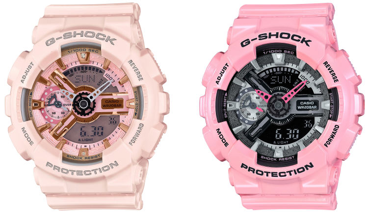 Ružové hodinky Casio G-Shock, modely GMA S110MP-4A1 a S110MP-4A2 
