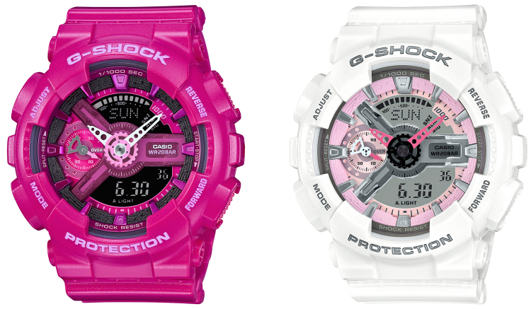 Ružové hodinky Casio G-Shock, modely GMA S110MP-4A3 a S110MP-7A