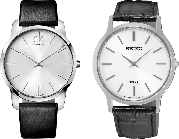 Minimalistické hodinky, modely Calvin Klein K2G211C6 a Seiko SUP873P1