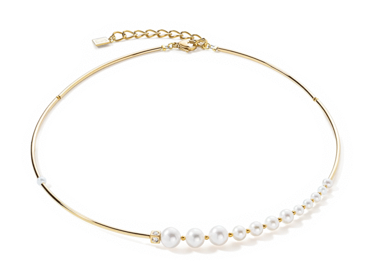 Coeur de Lion Necklace Asymmetry Freshwater Pearls & stainless steel white-gold 1102/10-1416