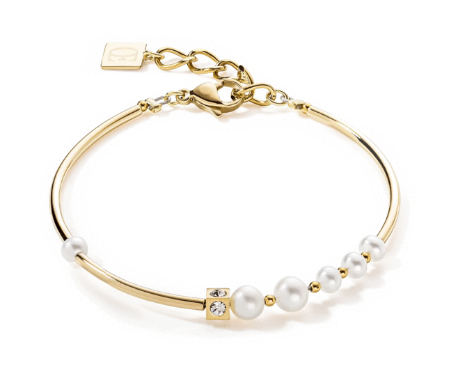 Coeur de Lion Bracelet Asymmetry Freshwater Pearls & Stainless Steel White-Gold 1102/30-1416