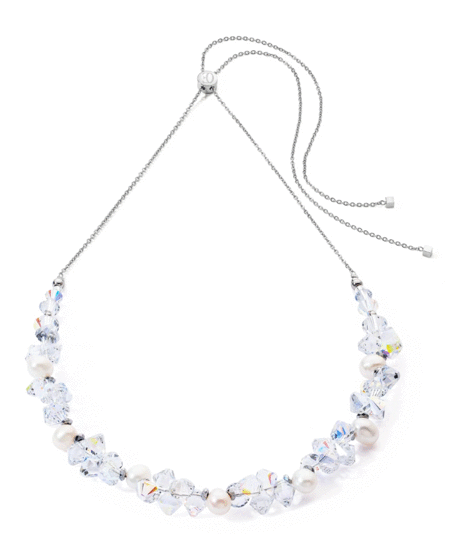 Coeur de Lion Necklace Dancing Crystals & Pearls Silver 1124/10-1417