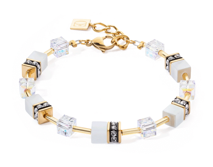 Coeur de Lion GeoCUBE® Iconic Layer Bracelet Gold-White 2810/30-1416
