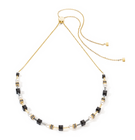 Coeur de Lion Necklace Mysterious Cubes & Pearls gold-black 4085/10-1316
