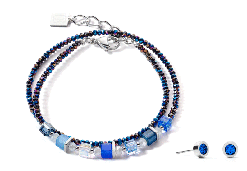 Coeur de Lion Joyful Colours Wrap bracelet silver blue 4564/30-0700