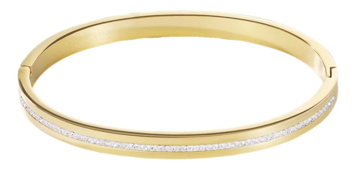 Coeur De Lion Bangle Stainless Steel Gold & Crystals Pavé Strip Crystal 0326/33-1800