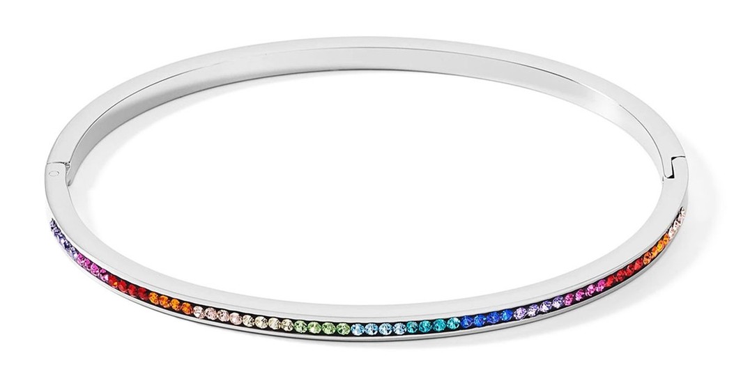 Coeur De Lion Bangle Stainless Steel Silver & Crystals Pavé Multicolour 0129/33-151