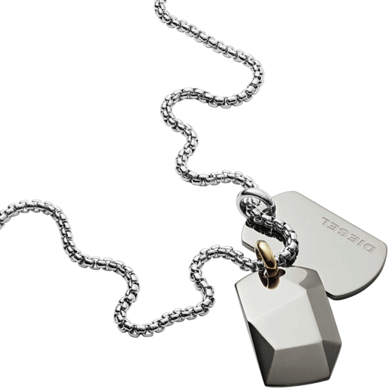 DIESEL Stainless steel double dog tag necklace DX1144040