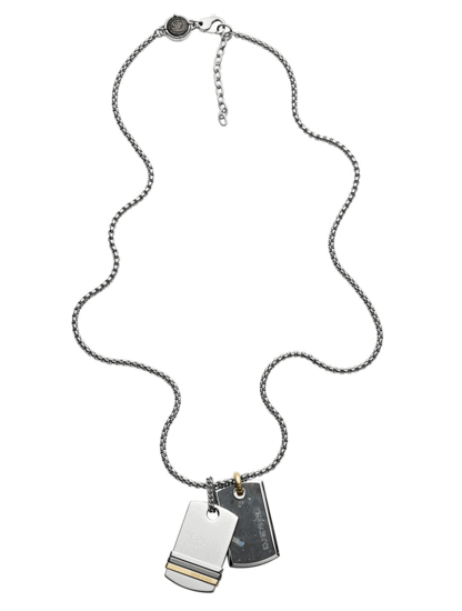 DIESEL Double Dog Tag Necklace in Stainless Steel DX1189040
