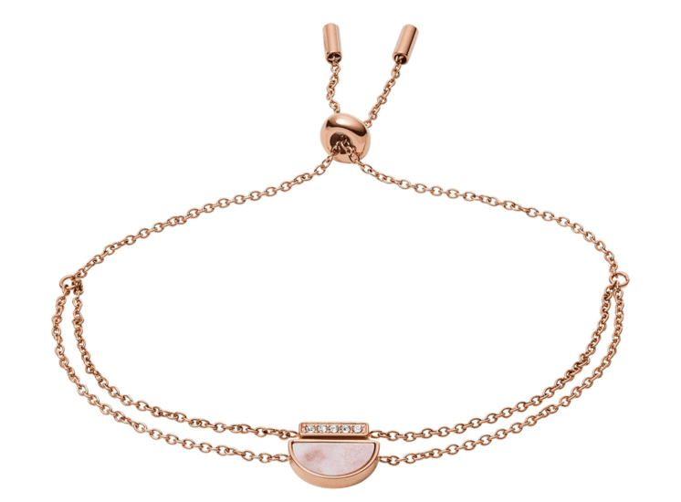 FOSSIL DUO HALF MOON ROSE GOLD-TONE STAINLESS STEEL BRACELET JF03134791