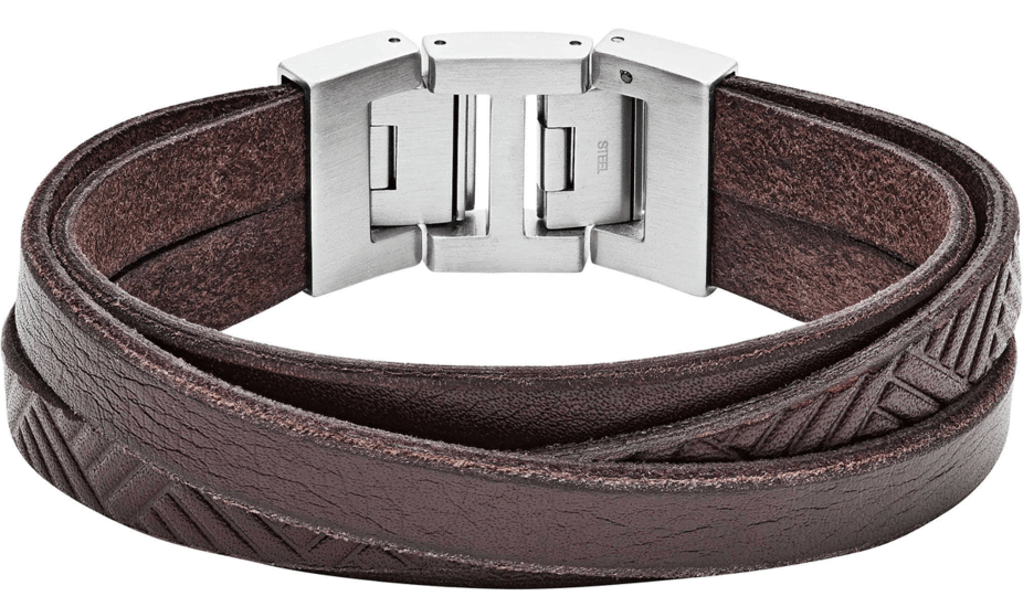 FOSSIL Textured Brown Leather Wrist Wrap JF02999040