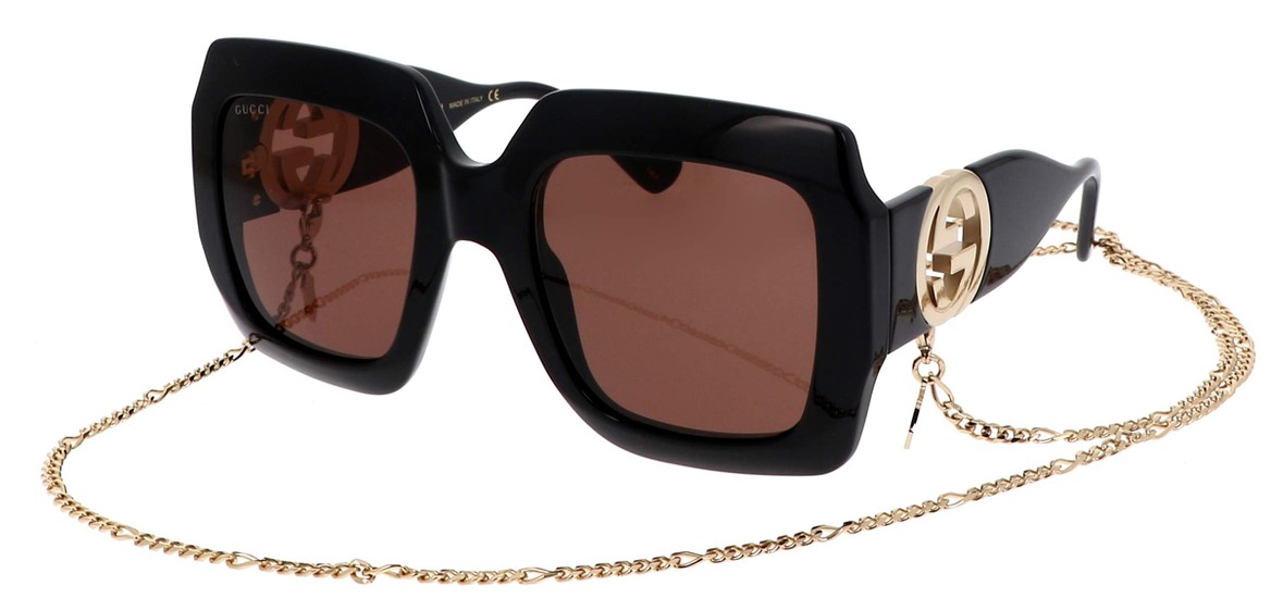 Gucci Rectangular Sunglasses with Chain GG1022S 005