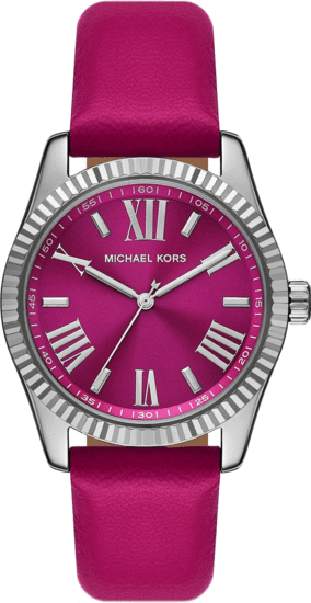 Michael Kors Lexington Silver-Tone and Leather Watch MK4749