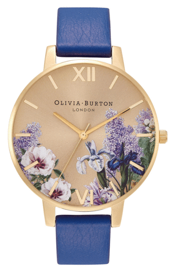 Olivia Burton Secret Garden Big Dial Navy & Gold Eco Vegan Watch OB16FS108