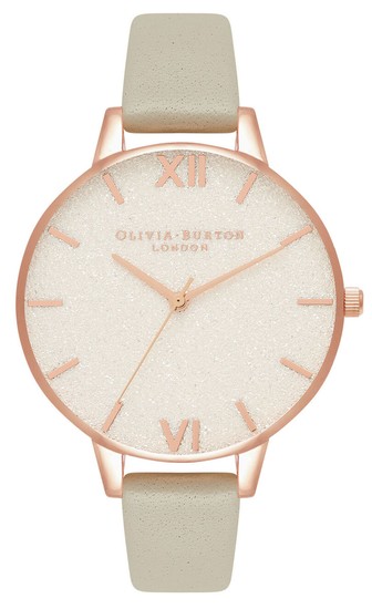 Olivia Burton White Glitter Dial, Thin Case Grey & Rose Gold Watch OB16GD89