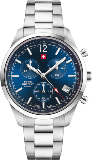 SWISS MILITARY BY CHRONO CHRONOGRAPH 42MM STAINLESS STEEL WATCH SM34097.03