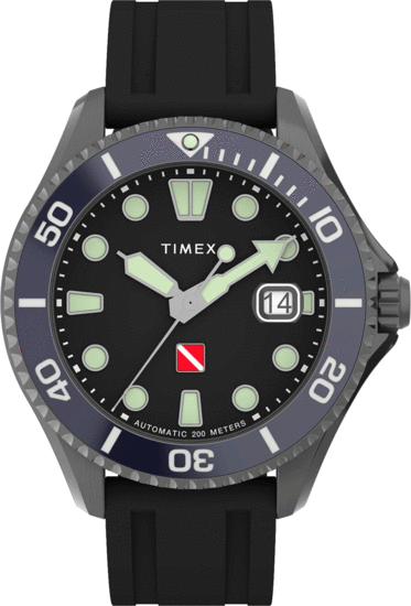 TIMEX Deep Water Automatic Black Silicone Strap TW2W21100