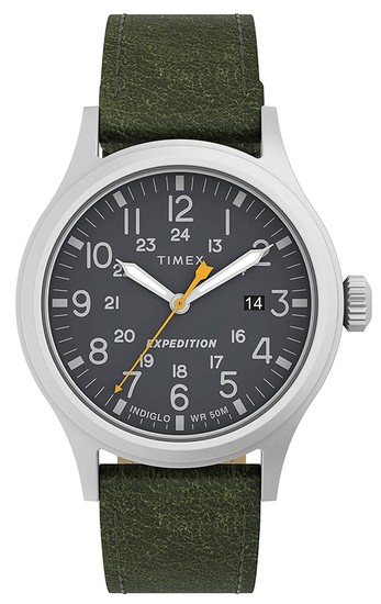 TIMEX Expedition Grey Green Leather 40mm TW4B22900