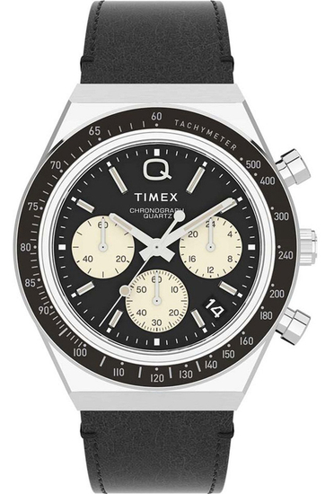 TIMEX Q Timex Chronograph 40mm Leather Strap Watch TW2V42700