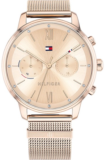 TOMMY HILFIGER ENGRAVED MONOGRAM CARNATION GOLD-PLATED WATCH 1782303