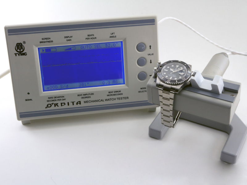 Testovanie presnosti mechanických hodiniek Rolex prístrojom Orbita