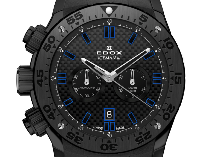 Edox ICEMAN III, detail ciferníka