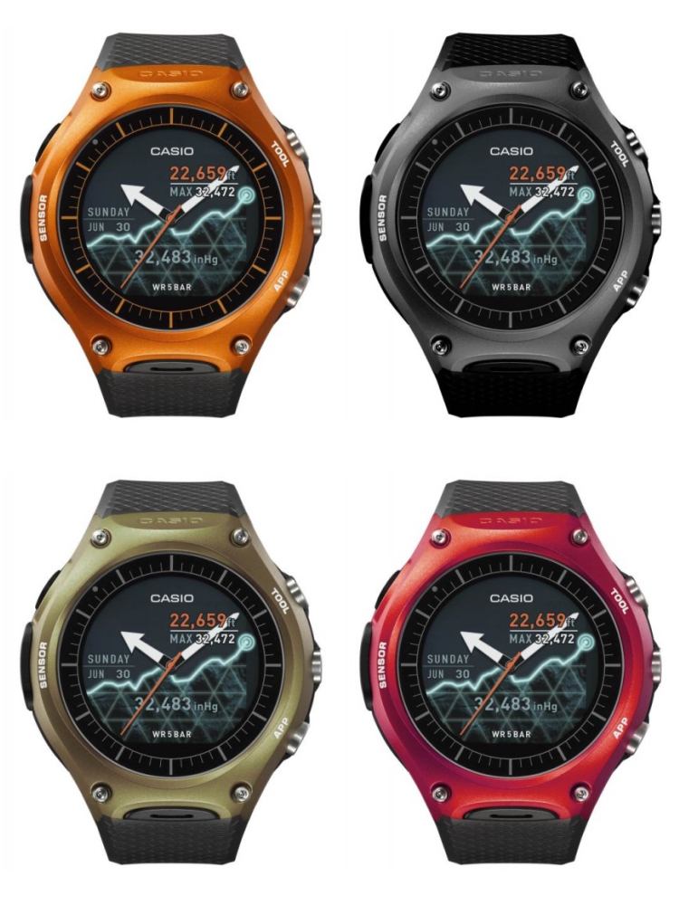 Štvorica modelov smart hodiniek Casio WSD-F10