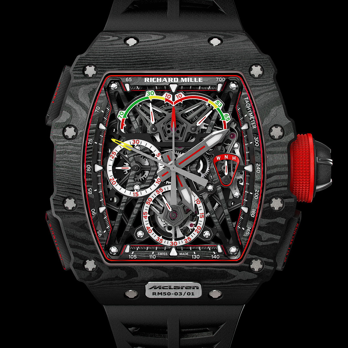 Richard Mille RM 50-03 McLaren F1, detail ciferníka hodiniek